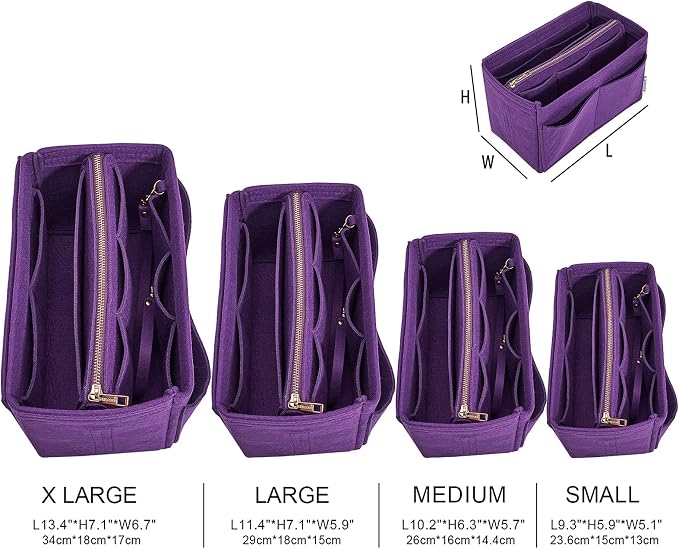 Vercord Felt Organizer Insert For Purse Handbag Tote Bag In Bag Inside Shaper Divider Neo Purple X-Large