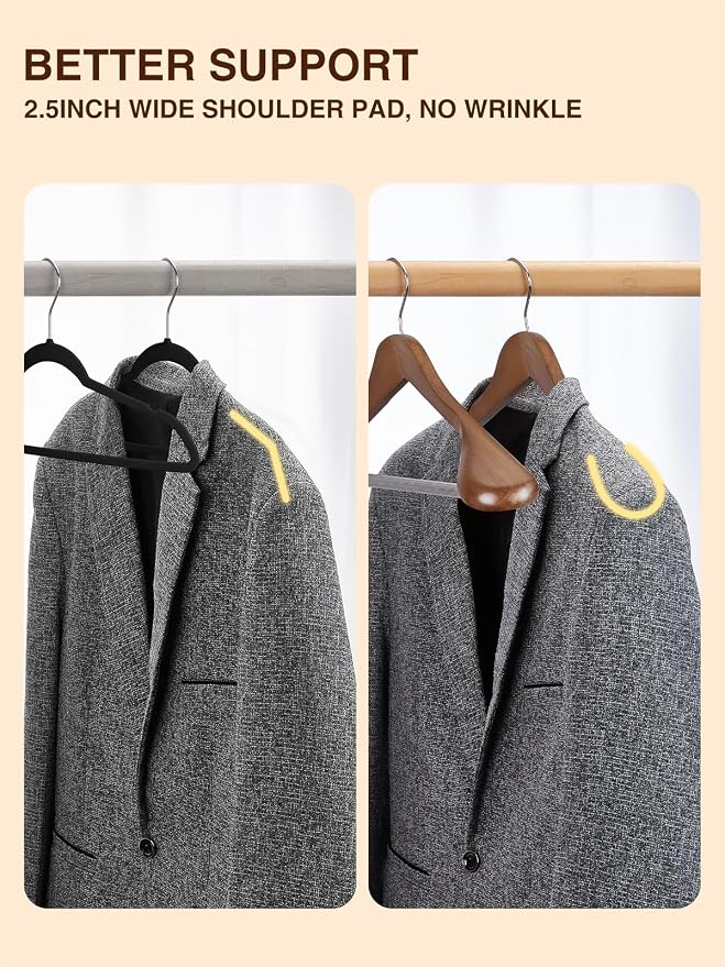 SMARTOR Suit Hangers for Men 12 Pack, Wide Shoulder Wooden Suit Hangers with Non Slip Pants Holder, Wide Hanger for Suit, Coat, Jacket, Gown, Heavy Duty Wood Suit Hanger, Walnut