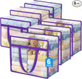 Budding Joy 6 Pack Clear Zippered Storage Bags for Clothes,40L Closet Organizers and Storage Containers Vinyl Moving Bag for Bedding, Linen, Blankets, Comforters, Clothing & Toys