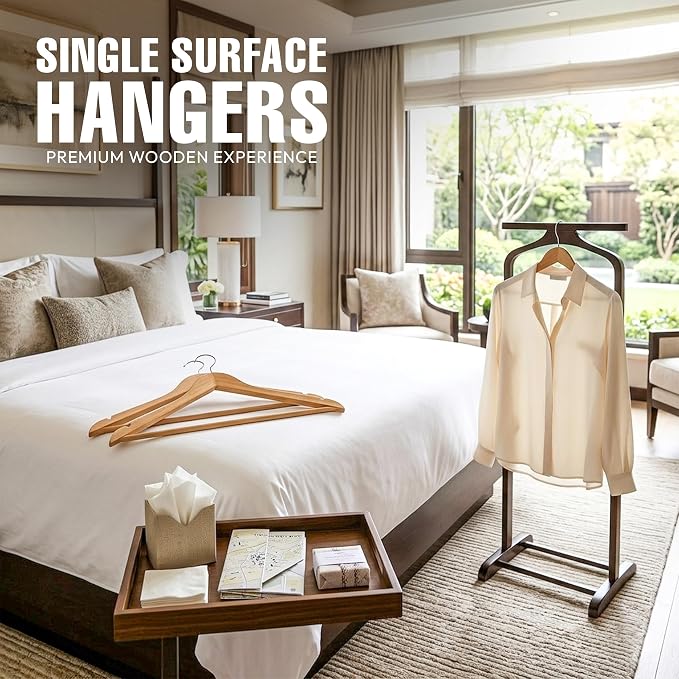 Utopia Home Premium Wooden Hangers 20 Pack - Heavy Duty & Durable Coat Hanger - Wood Hanger with 360-Degree Rotatable Hook - Clothes Hangers with Non-Slip Shoulder Notches For Shirts & Coats (Natural)