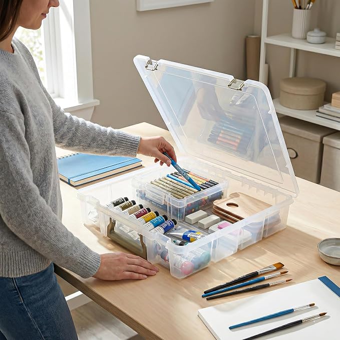 ArtBin Super Satchel 1 Compartment Box Clear Craft Organizer Storage Case