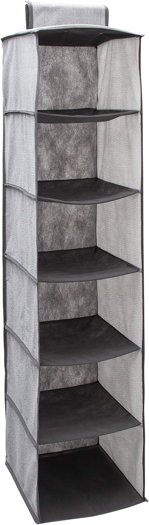 Simplify 6 Shelf Hanging Closet Organizer, Space Saver, Sweater & Clothing Shelves, Breathable Material Keeps Away Dust & Odors, Grey (26606-GREY)