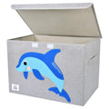 Foldable Large Kids Toy Chest with Flip-Top Lid, Collapsible Fabric Animal Toy Storage Organizer/Bin/Box/Basket/Trunk for Toddler, Children and Baby Nursery (Dolphine)