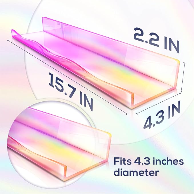 YMVV Large Iridescent Clear Acrylic Wall Mounted Floating Shelf, Perfume Organizer Shelf,Modern 15.7 IN Thickened Bathroom Storage Toy Display Organizer Decor 4 Pack