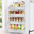 Mystozer Magnetic Spice Rack for Refrigerator, Kitchen Organizer and Storage Shelf, Wood White(4 Pack)