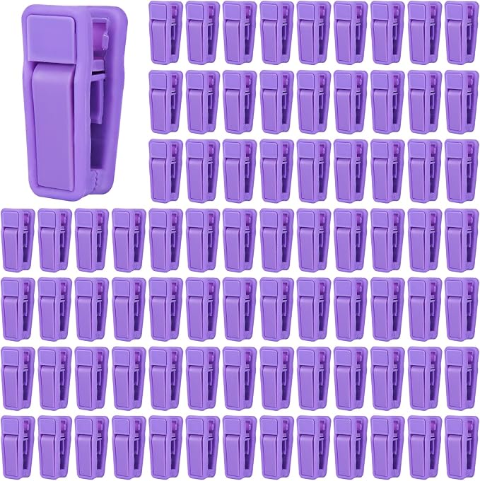 KISEER 80 Pcs Plastic Baby Hanger Clips Slim-line Finger Clips Set for Clothes Hanger Velvet Hanger (Purple)