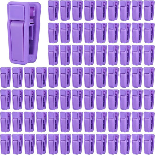 KISEER 80 Pcs Plastic Baby Hanger Clips Slim-line Finger Clips Set for Clothes Hanger Velvet Hanger (Purple)