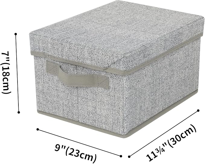 GRANNY SAYS Small Storage Bins with Lids, Fabric Storage Boxes, Shelf Baskets for Closet Organization, Stackable Clothes Storage Bins, Gray, Small, 3-Pack