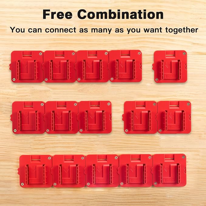 Battery Holder Compatible for Craftsman V20 20V Battery, Wall Mount Battery Storage Organizer for Workshop, Garage, Work Van, Under Shelf, Tool Box -5 Pack