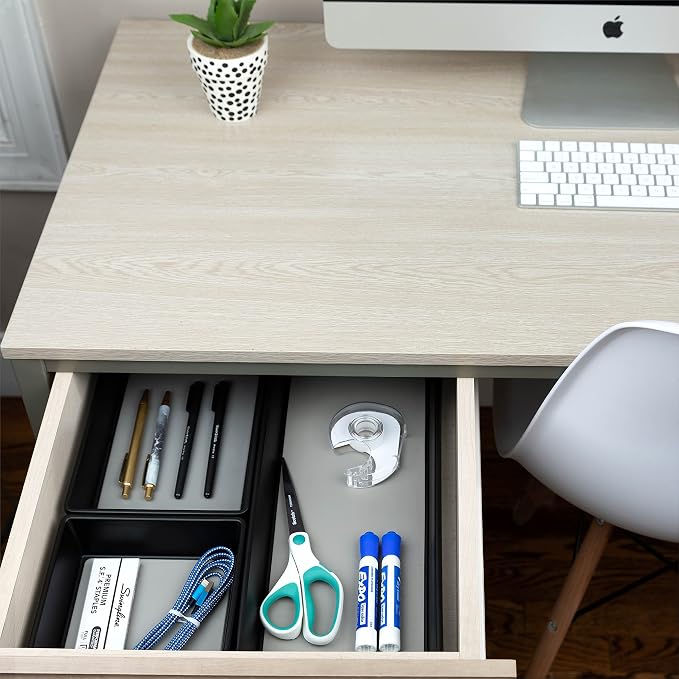 Plastic Drawer Organizer Trays Office Desk Storage Bins, 3-Sizes | Organization Solution for Junk Drawer, Makeup, Kitchen Utensils, Bathroom, Jewelry and Office Desk