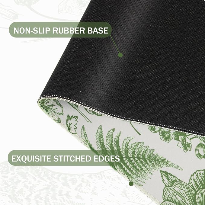 L-SPOUTTO Green Floral Desk Mat for Keyboard and Mouse,XXL Gaming Mouse Pad | Large 35.4x15.7in Non-Slip Rubber Base Keyboard Pad Waterproof Desktop Mat for Laptop Computer Work Home Office