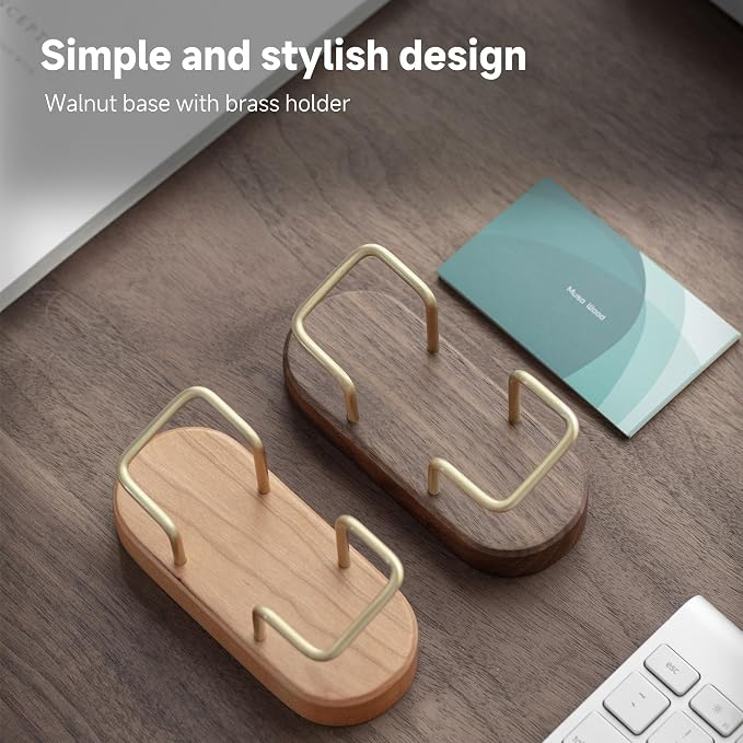 muso wood Business Card Holder for Desk, Wooden Creative Business Card Display for Desk, Wood Business Card Stand for Office, Tabletop (Walnut 1pack)