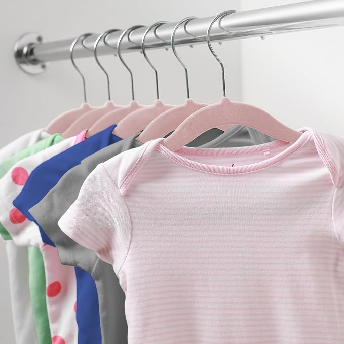 Casafield 100 Velvet Baby Hangers - 11" Size for Infant & Toddler Clothes - Light Pink