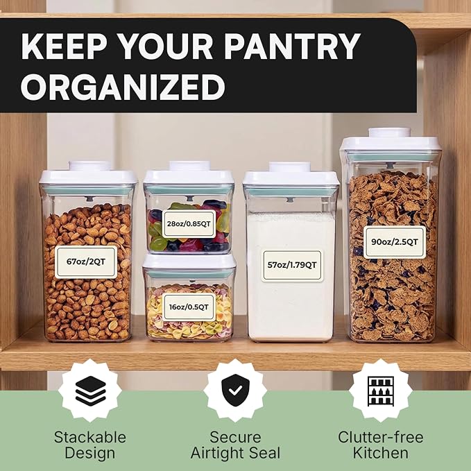 Bop Top Airtight Food Storage Containers with Lid 7 Cups / 57 oz | Kitchen Canister Sets | Air Tight Pantry Container| Pop Top Dry Food Storage Containers for Snacks, Sugar, Flour, Baking, Pasta