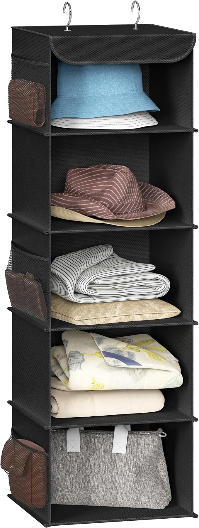Simple Houseware 5 Shelf Hanging Closet Organizer, Black