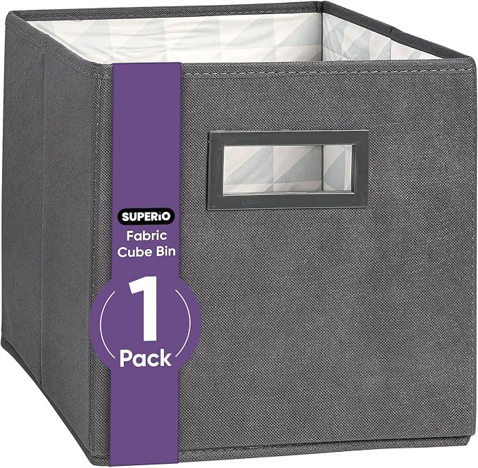Superio Collapsible Storage Bins For Organization And Storage, Closet Organizers And Storage, Dorm Room Storage, Storage Containers, Laundry Room Organization, Grey 1-pack