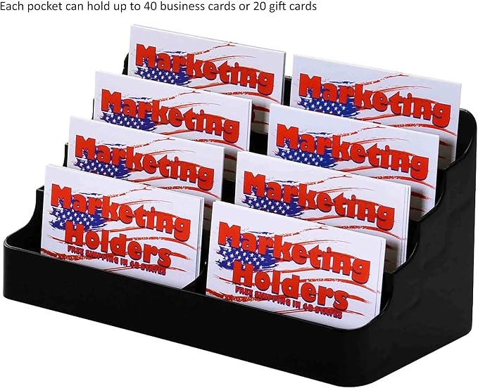 Marketing Holders Business Card Holder Counter for 3.5" x 2" Appointment Cards in Medical Facilities Business and Government Centers and Facilities Salons Black Acrylic Eight Pocket Four Tier