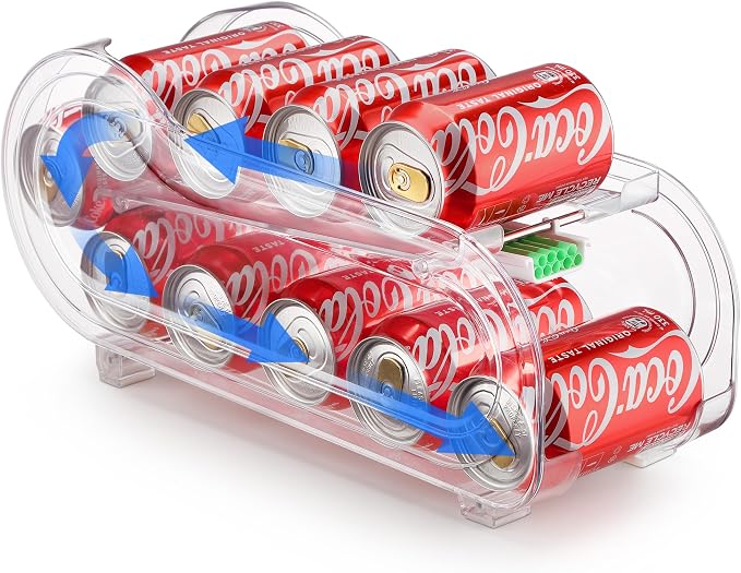 Soda Can Organizer for Refrigerator, Drink Organizer for Fridge, Automatic Rolling Can Dispenser Holder, Organize 10 Pcs Standard 11.15oz or 12oz Short Cans (1 Pack)