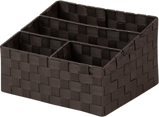 Honey-Can-Do OFC-03611 Woven Mail and File Desk Organizer, 12 x 10.25 x 7", Espresso Brown