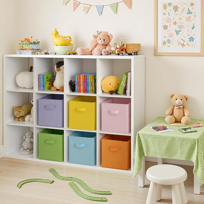 Cupic Cupid 11 Inch Storage Cube, Fabric Cube Storage Bin with Handles, Storage Cube Organizer for Clothes and Toys, Collapsible Cube Bins for Closet, Shelves, Nursery, 6-Pack, Pastel Colors