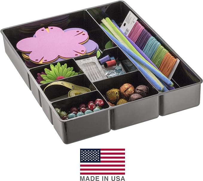 Officemate Deep Drawer Organizer Tray, 8 Compartments, 2 1/4"H x 15 1/8"W x 11 1/2"D, Black