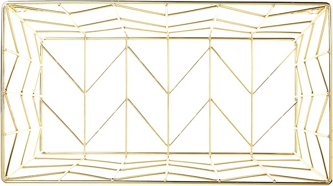 U Brands Desktop Hanging File Organizer, Gold Wire Metal Letter Size File Holder, Steel Wire Document & Folder Organizer for Office Desk, Home, Classroom