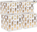 DII Non Woven Polyester Storage Bin, Metallic Pineapple, White & Gold, Small Set of 4 (Pack of 6)