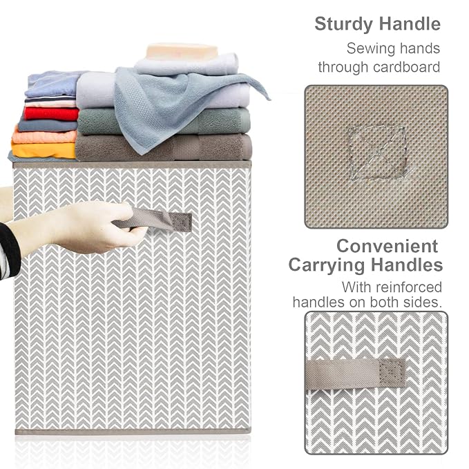 Toy Box Chest Organizer Bins for Boys Girls Kids, Large Collapsible Fabric Storage Container with Flip-Top Lid & Handles for Clothes,Blanket,Nursery,Playroom,Bedroom,Tree Branch Pattern (Gray)