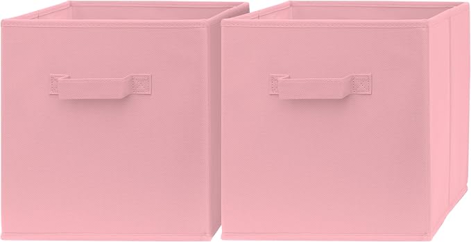 11x11 Cube Storage Bins - 2 Pack - 11 Inch Cube Storage Bin for Bedroom, Living Room, Clothes and Toys; 2 Handles, Foldable Cubby Organizer Bin