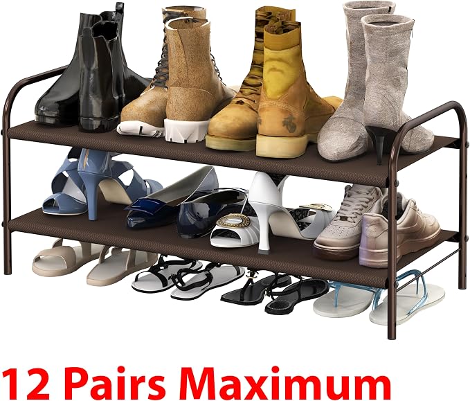Simple Houseware 2-Tier Shoe Rack Storage Organizer, Bronze