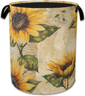 Vintage Sunflowers Laundry Basket Collapsible Laundry Hamper, Oxford Cloth Storage Bin for Room/Bathroom/Bedroom/Dormitories 16" X 20.8"