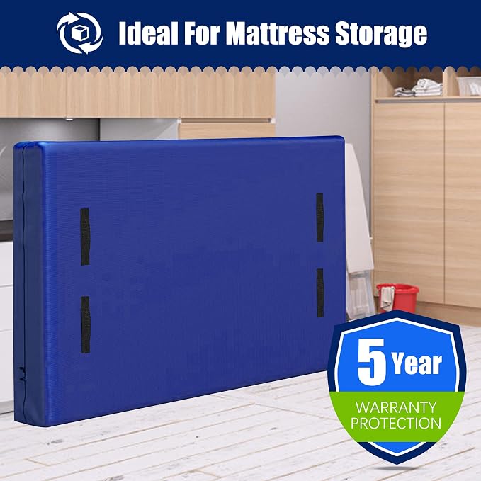 Cosy Family Mattress Bags for Moving with 8 Handles - 170GSM Extra-Thick Mattress Bag for Moving Supplies - Reusable Mattress Cover Protector Storage with Zipper, Blue, California King