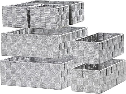 Posprica Small Baskets for Organizing(7 Set) Woven Storage for Shelves, Bathroom, Decorative Closet Organizer, Dresser Bins, Shelf