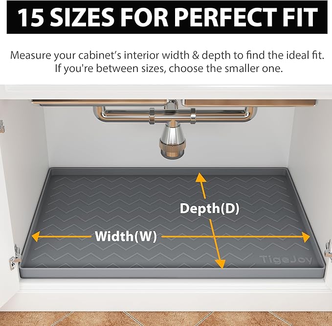 TigeJoy 22" x 22" Under Sink Mats for Kitchen Waterproof, Leak-Proof Silicone Mat Sink Protector and Cabinet Liner, Kitchen Essentials Organizer and Storage, Boot or Shoe Tray, Pet Feeding Mat