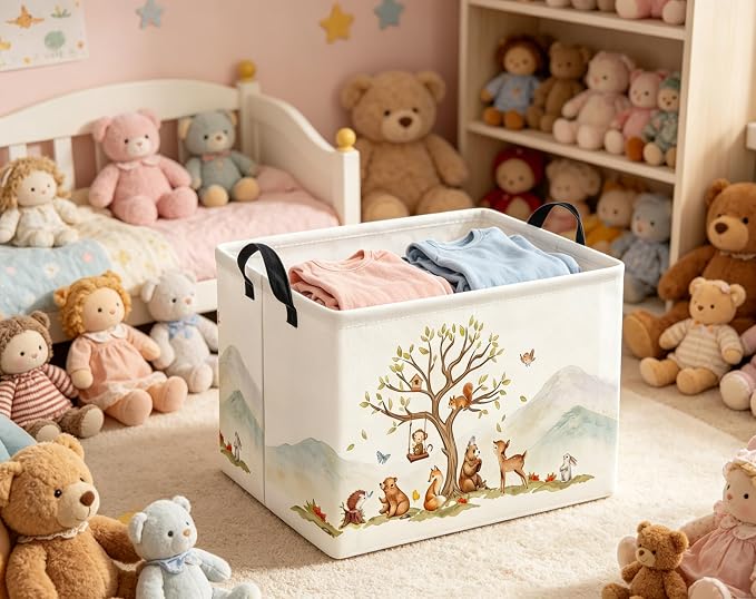 Kids Baby Storage Basket for Boy and Girls - Gift Basket Empty Book Shelf - Rectangular Animal Room Decor for Bedroom Bathroom