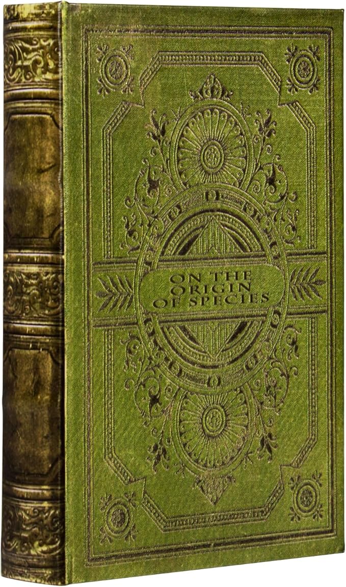 Vintage Style Olive Green Faux Leather Embossed Book Box - Decorative Storage Box 3-03
