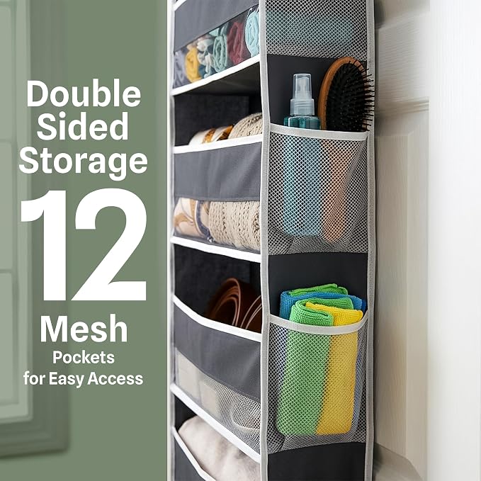 Utopia Home 6 Shelves Hanging Closet Organizer, Dark Grey, Pack of 1 | Storage Organizer for Closet, RV Baby Kids Closet Door, Over The Door, Nursery & Bedroom