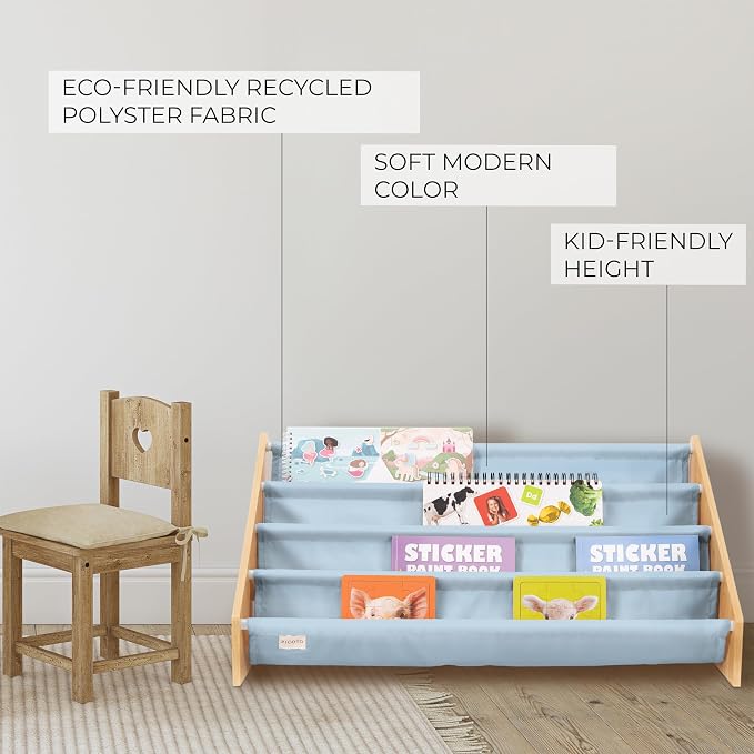 ZICOTO Decorative Wooden Bookshelf for Kids Rooms - Keeps Plenty of Books Neatly Organized & Within Reach for Toddlers - Easy Install Montessori Book Shelf for Baby's Bedroom or Playroom Decor