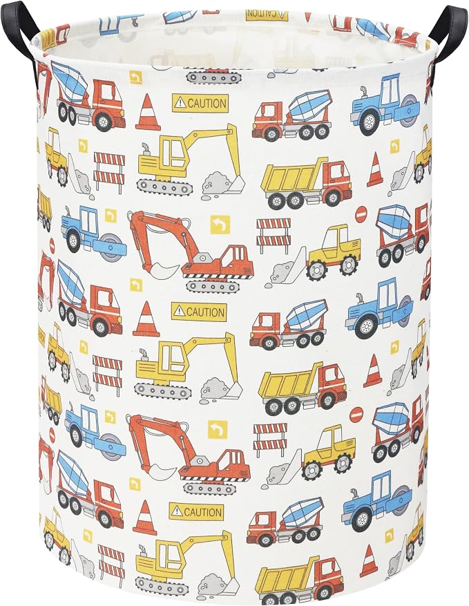 Kids Laundry Basket Baby Hamper for Nursery Boy Kids Hamper Cute Kids Toys Storage Bin Organizer Engineering Vehicle Room Decor for Home(Engineering Vehicle)