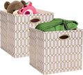 Posprica Storage Bins, Storage Cubes,13×13 Fabric Drawers Organizer Basket Boxes Containers (13×13×13/2pcs, Cream/gold geometry Pattern)