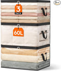 Lifewit 3 Pack Clear Clothes Storage Bags, 60L Plastic Blanket Vinyl Foldable Moving Bags with Zipper, Closet Organizers and Storage Containers for Bedding, Duvet, Pillow