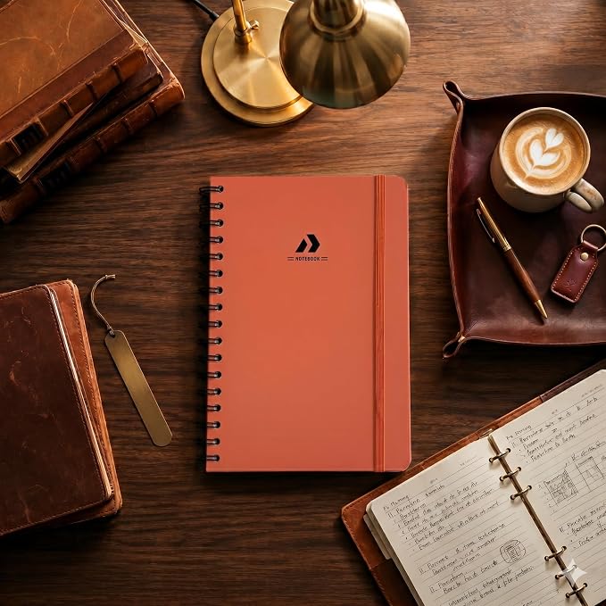 Nextnoid Lined Spiral Notebook Journal For Women & Men - A5(5.8" x 8.3") 170 Pages, Hardcover Notebooks for Work & Note Taking, College Ruled Journals for Writing - Vivid Orange
