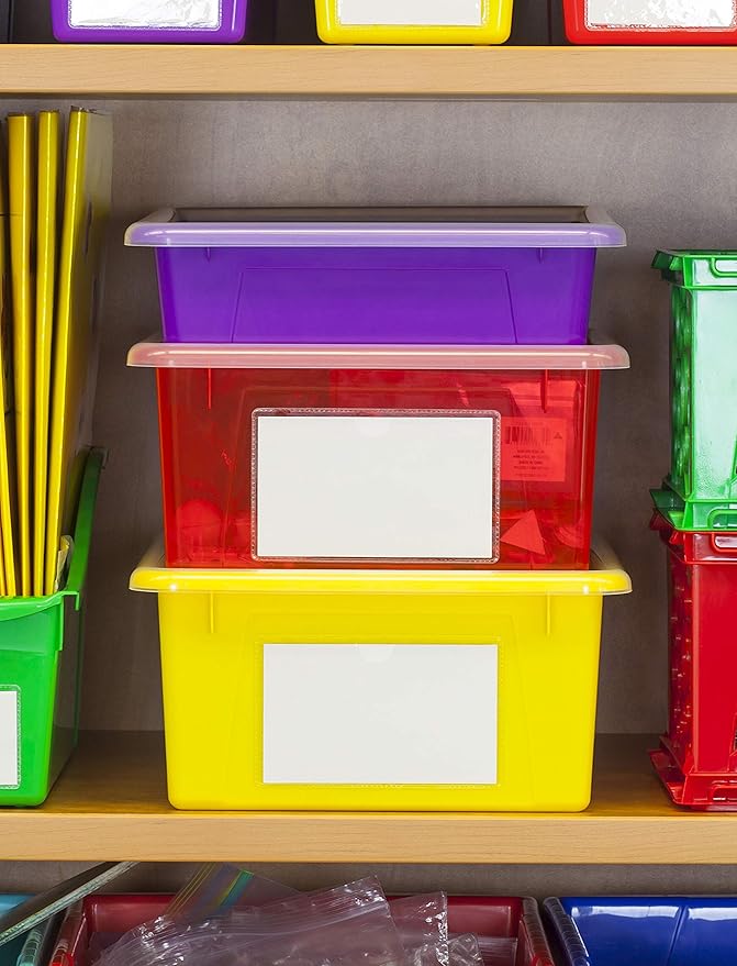 Storex Letter Size Flat Storage Tray – Organizer Bin for Classroom, Office and Home, Red, 5-Pack (62518U05C) , 10 x 13 x 3 Inches