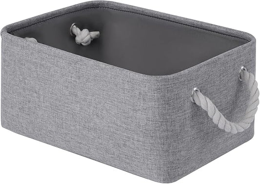 Storage Baskets for Shelves 13.8x9.8x6.7 Inch, Foldable Fabric Storage Bins with Handles, Small Storage Baskets for Organizing Closet, Office, Home Organization (1-Pack, Gray)