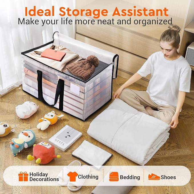 BlissTotes Moving Bags, 76L 6-Pack Storage Bags, Moving Box Heavy Duty Extra Large, Moving Totes with Zipper, Large Packing Bag with Reinforced Handles, Boxes for Packaging Moving