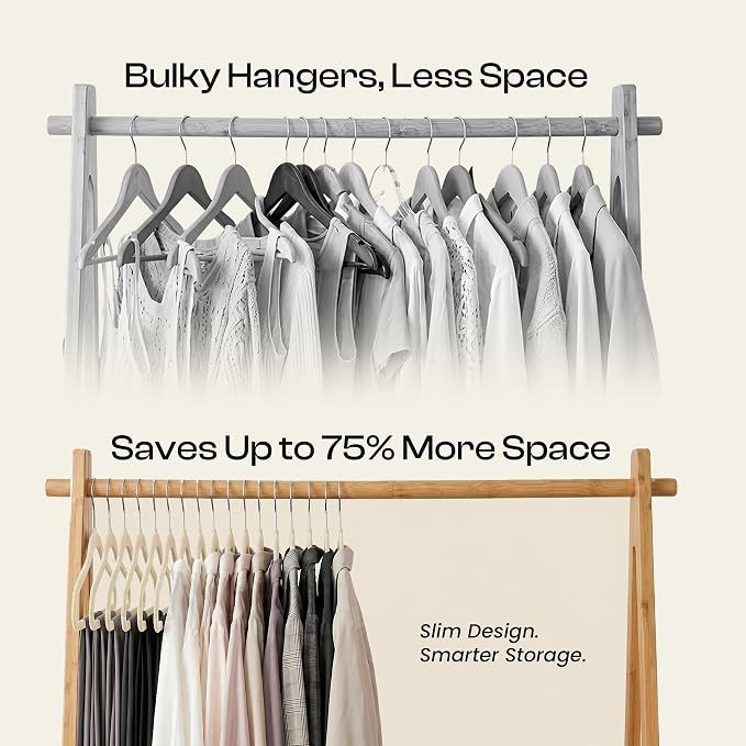Utopia Home Velvet Hangers, 20 Pack, Ivory | Luxury Non-Slip Slim Pant & Coat Hangers, Strong Space-Saving Clothes Hangers with Pants Bar and 360° Swivel Hook