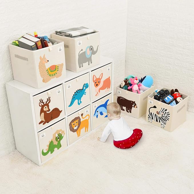 Foldable Animal Cube Storage Bins Fabric Toy Box/Chest/Organizer for Toddler/Kids Nursery, Playroom, 13 inch (Deer)