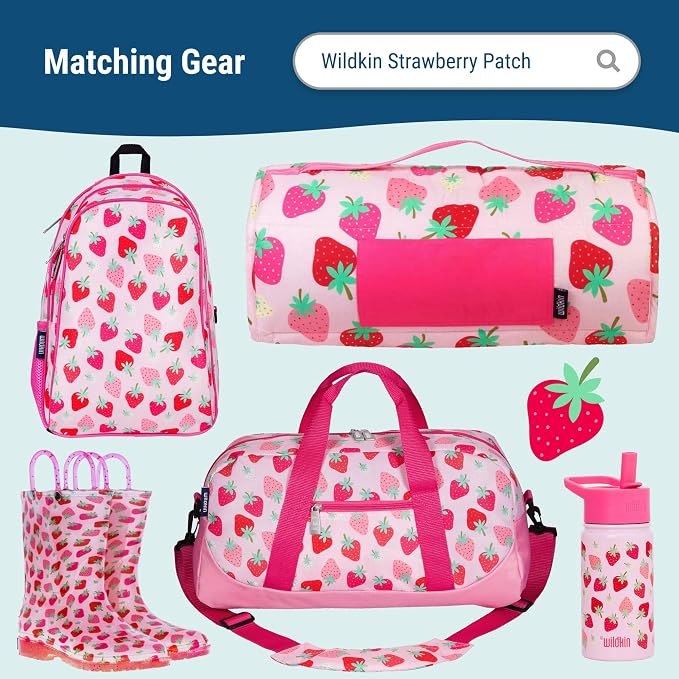Wildkin Set of 3 Kids Nesting Food Containers for Girls – Stackable, Airtight & BPA-Free Snack Containers, Dishwasher Safe Lunch Box Containers for School & Travel, Ages 3–12 – Strawberry