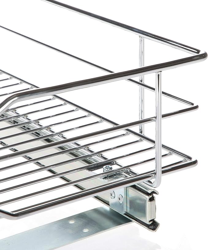 Home Zone Living Pull Out Kitchen Cabinet Organizer with Slide Out Drawer for Space Saving Storage, 20” W x 21” L
