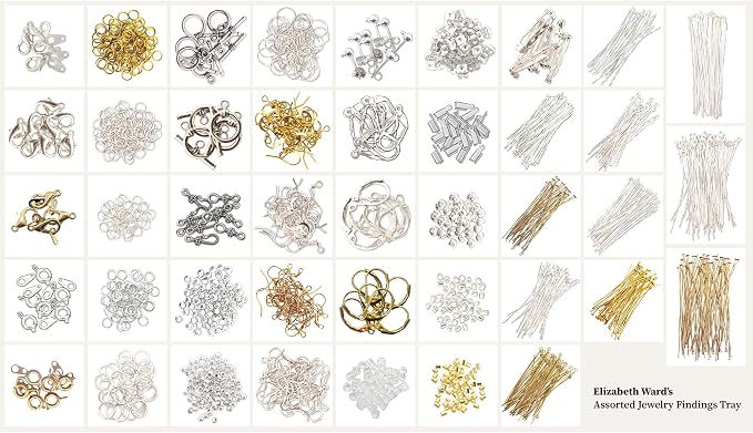 Bead Storage Solutions Elizabeth Ward Plastic See-Through Stackable 1,111 Piece Gold/Silver Assorted Costume Jewelry Findings Tray Bead Organizer